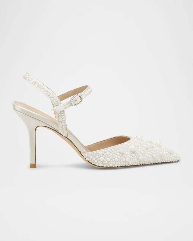 Bliss Pearly Pointed Satin Pumps